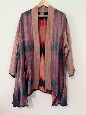 HARUBELLA Handmade Open Front Kimono Cardigan Size XL